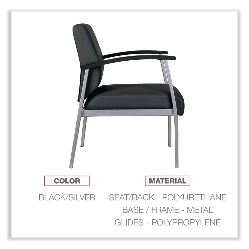 Alera metaLounge Series Mid-Back Guest Chair, 24.6" x 26.96" x 33.46", Black Seat/Back, Silver Base