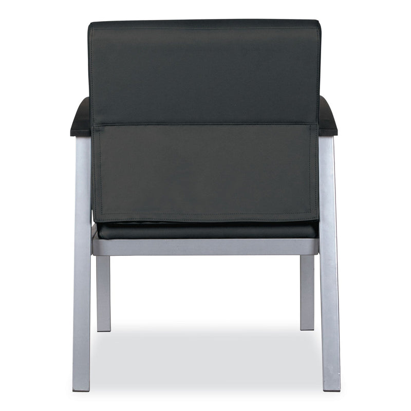 Alera metaLounge Series Mid-Back Guest Chair, 24.6" x 26.96" x 33.46", Black Seat/Back, Silver Base