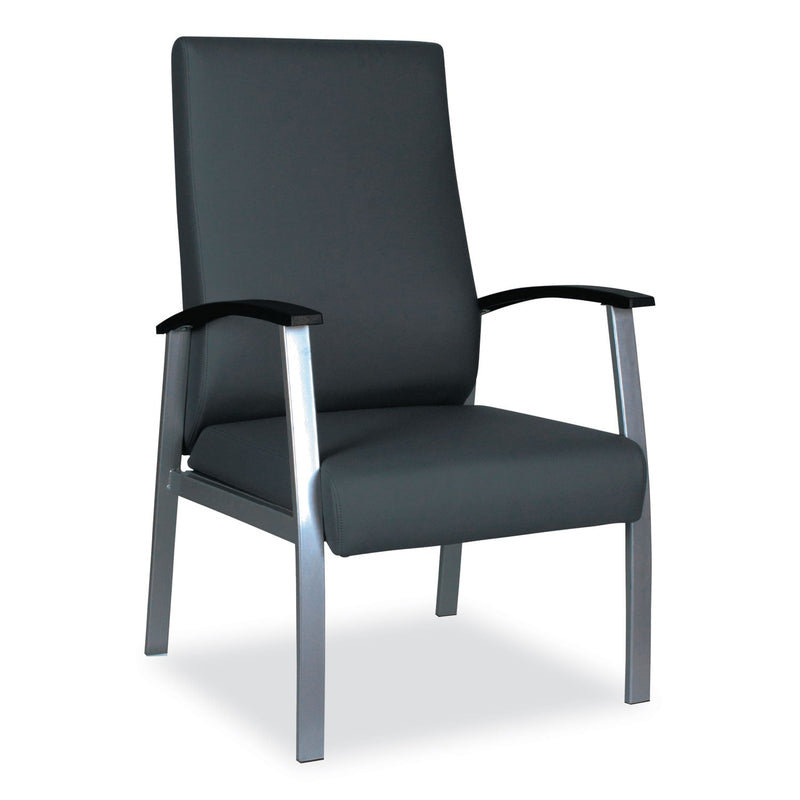 Alera metaLounge Series High-Back Guest Chair, 24.6" x 26.96" x 42.91", Black Seat/Back, Silver Base