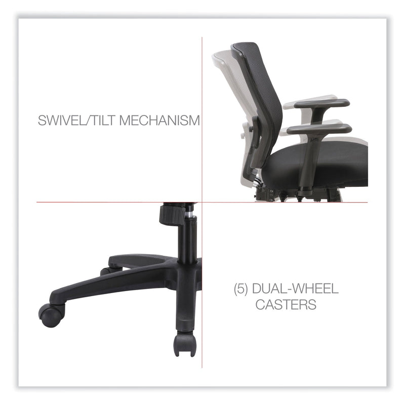 Alera Envy Series Mesh Mid-Back Swivel/Tilt Chair, Supports Up to 250 lb, 16.88" to 21.5" Seat Height, Black