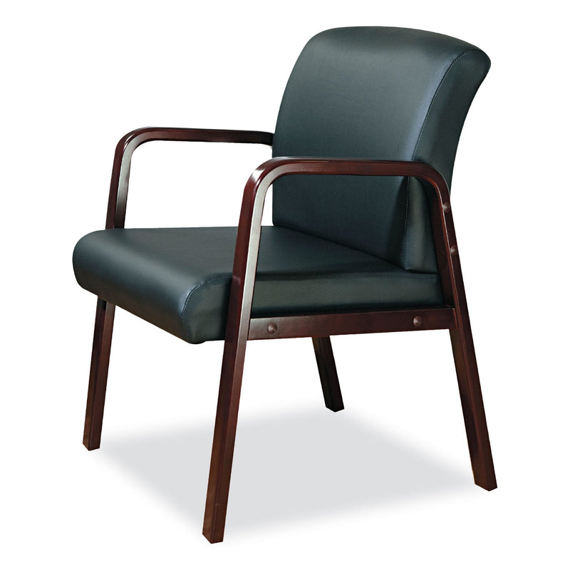 Alera Reception Lounge WL Series Guest Chair, 24.21" x 24.8" x 32.67", Black Seat/Back, Mahogany Base