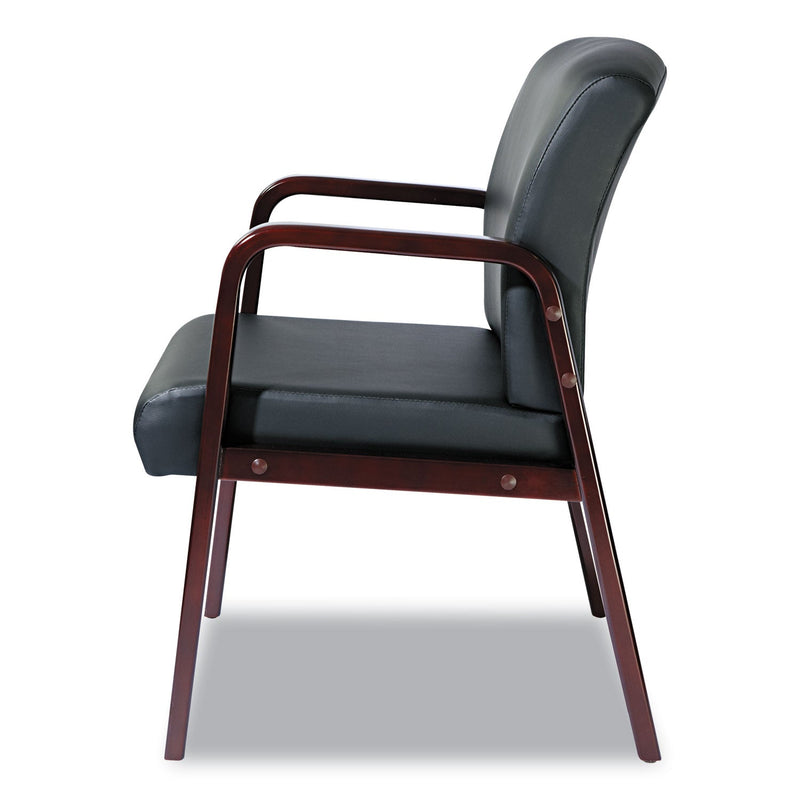 Alera Reception Lounge WL Series Guest Chair, 24.21" x 24.8" x 32.67", Black Seat/Back, Mahogany Base