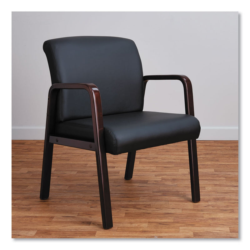 Alera Reception Lounge WL Series Guest Chair, 24.21" x 24.8" x 32.67", Black Seat/Back, Mahogany Base