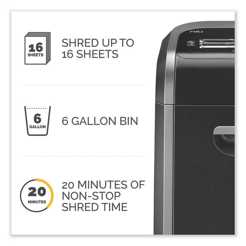 Fellowes Powershred 79Ci 100% Jam Proof Cross-Cut Shredder, 16 Manual Sheet Capacity