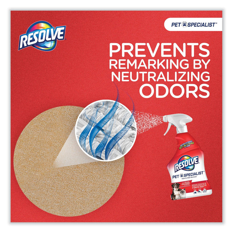 RESOLVE Pet Specialist Stain and Odor Remover, Citrus, 32 oz Trigger Spray Bottle, 12/Carton