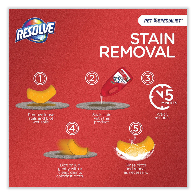 RESOLVE Pet Specialist Stain and Odor Remover, Citrus, 60 oz Refill Pour Bottle, 4/Carton