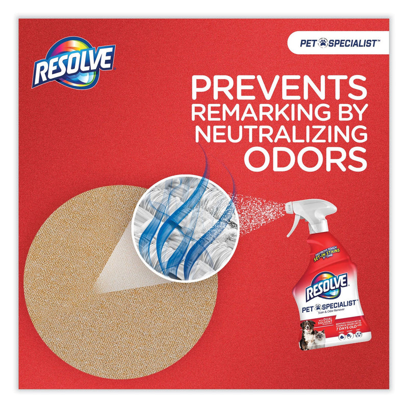 RESOLVE Pet Specialist Stain and Odor Remover, Citrus, 60 oz Refill Pour Bottle, 4/Carton