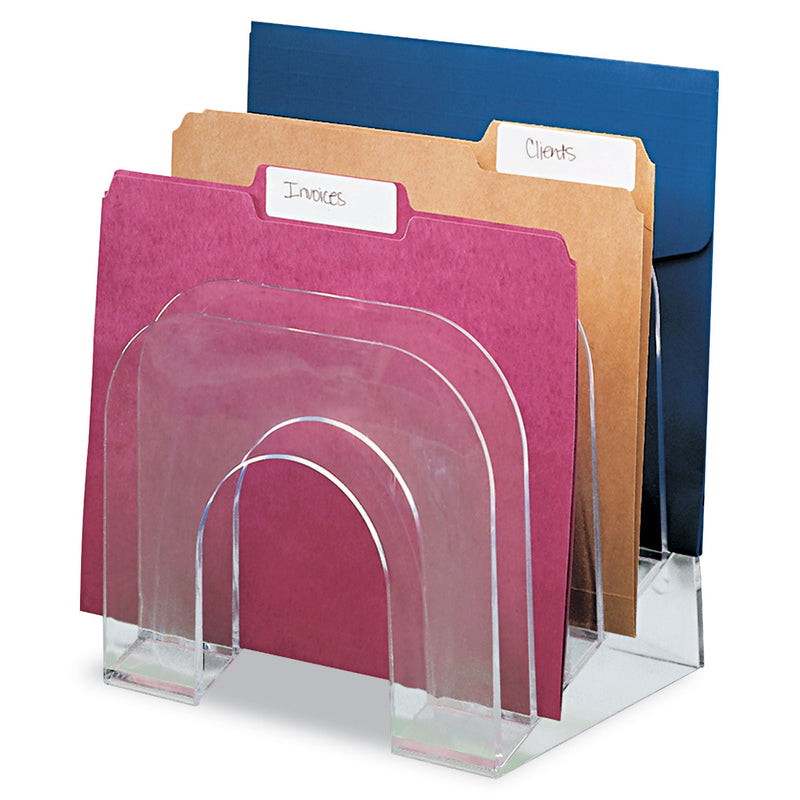 Rubbermaid Optimizers Multifunctional Six-Tier Jumbo Incline Sorter, 6 Sections, Letter Size Files, 9.38" x 10.5" x 7.38", Clear