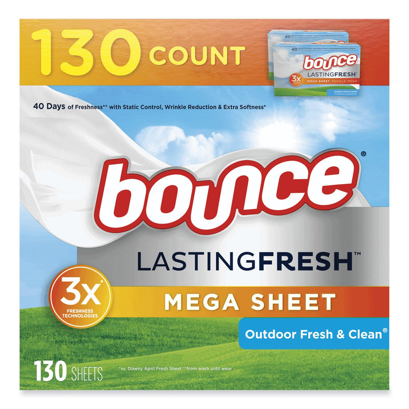 Bounce Fabric Softener Sheets, Outdoor Fresh and Clean, 130 Sheets/Box, 3 Boxes/Carton
