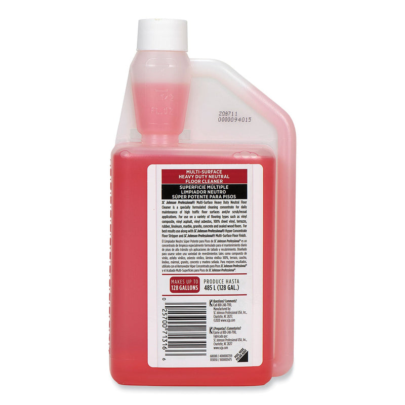 SC Johnson Professional Heavy Duty Neutral Floor Cleaner, Fresh Scent, 32 oz Squeeze and Pour Bottle, 6/Carton