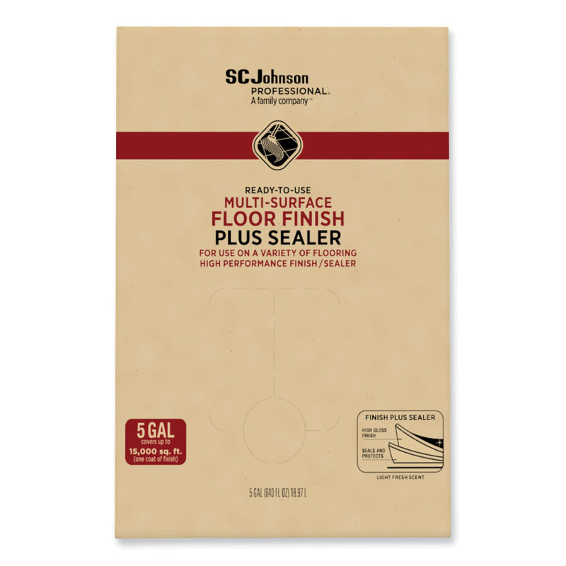 SC Johnson Professional Ready-To-Use Multi-Surface Floor Finish Plus Sealer, Light Fresh Scent, 5 gal Bag-in-Box