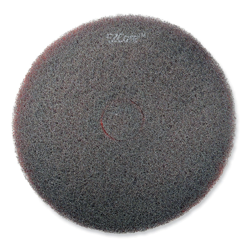 SC Johnson Professional EZ CARE Heavy Duty Scrub Pad, 17" Diameter, Red/Gray, 5/Carton