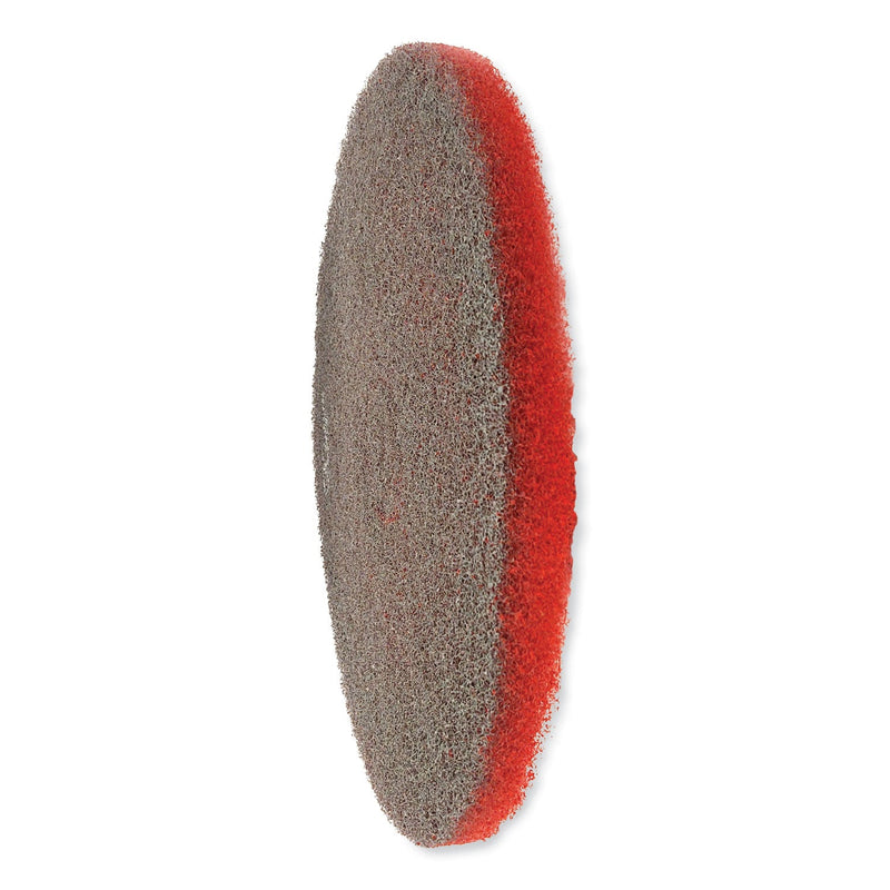 SC Johnson Professional EZ CARE Heavy Duty Scrub Pad, 16" Diameter, Red/Gray, 5/Carton