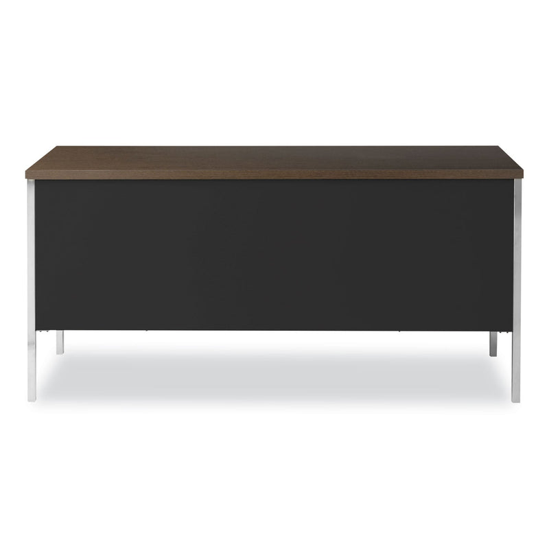 Alera Double Pedestal Steel Credenza, 60w x 24d x 29.5h, Mocha/Black