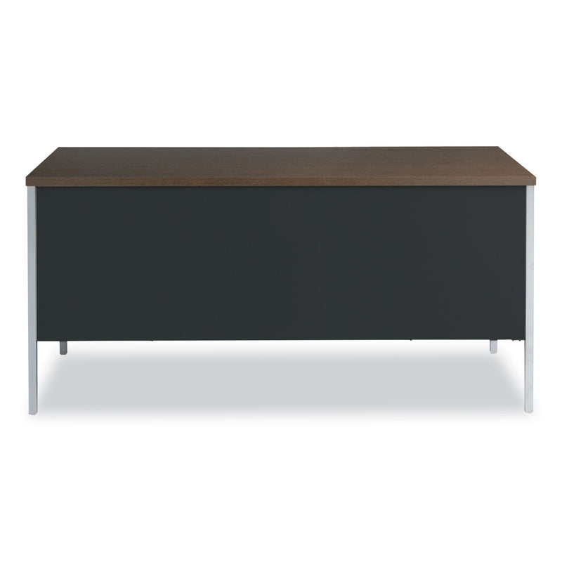 Alera Double Pedestal Steel Desk, 60" x 30" x 29.5", Mocha/Black