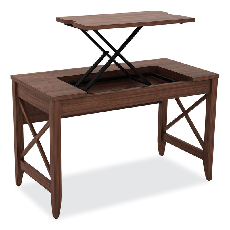 Alera Sit-to-Stand Table Desk, 47.25" x 23.63" x 29.5" to 43.75", Modern Walnut