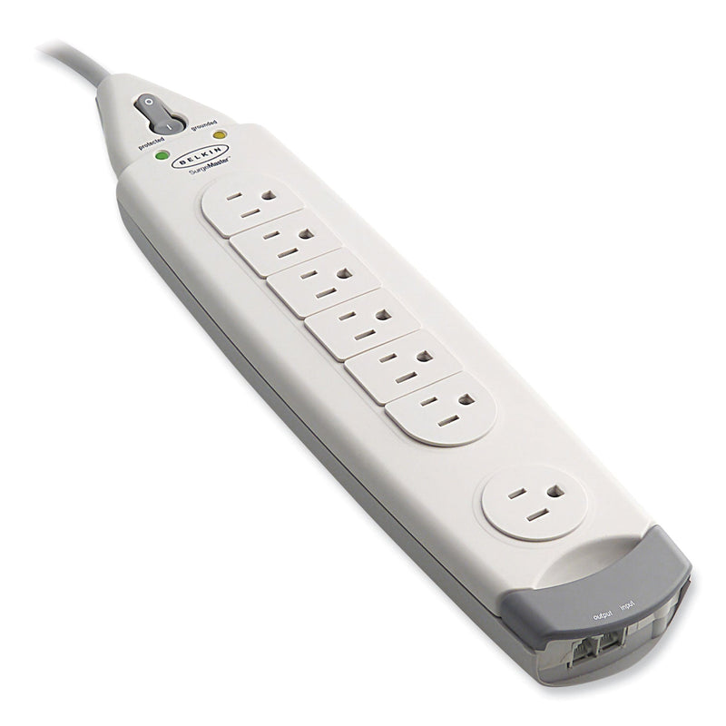 Belkin SurgeMaster Home Series Surge Protector, 7 AC Outlets, 12 ft Cord, 1,045 J, White