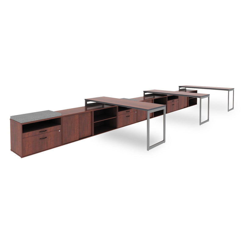 Alera Open Office Desk Series Low File Cabinet Credenza, 2-Drawer: Pencil/File, Legal/Letter, 1 Shelf,Cherry,29.5x19.13x22.88