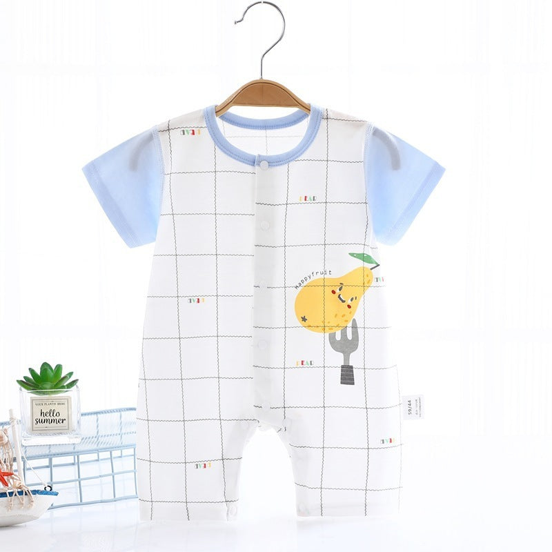 Baby One-piece Summer Thin Baby Short Sleeve Jumpsuit Pure Cotton