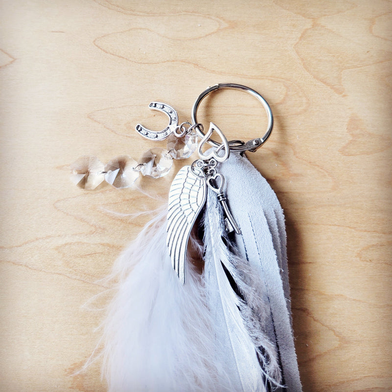 Wedding Boho Western Leather Boot Bling Charm Feather & Wing 500m