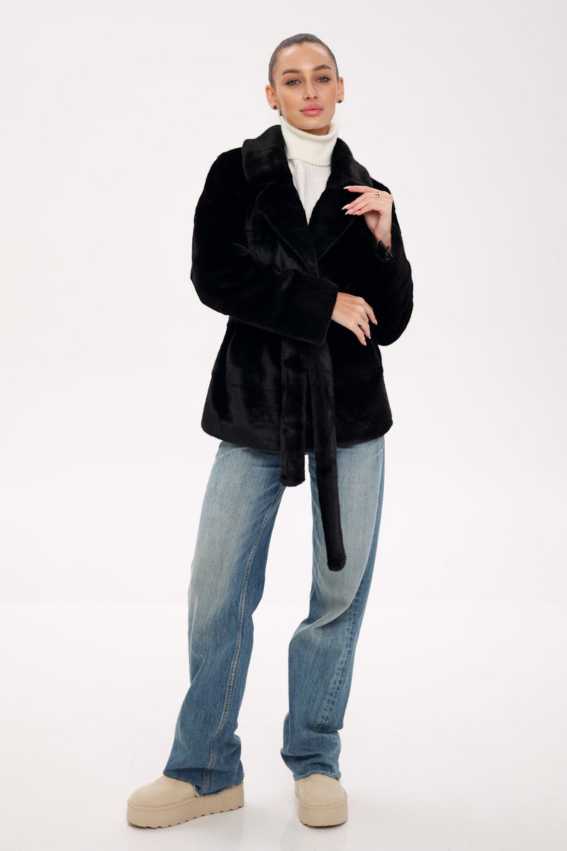 Faux Mink Effect Fur Coat