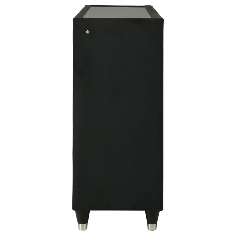 Ravenne 6-drawer Velvet Upholstered LED Dresser Cabinet Black