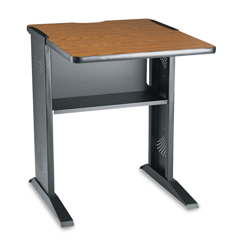 Safco Fax/Printer Stand with Reversible Top, Metal, 1 Shelf, 23.5" x 28" x 30", Medium Oak/Black