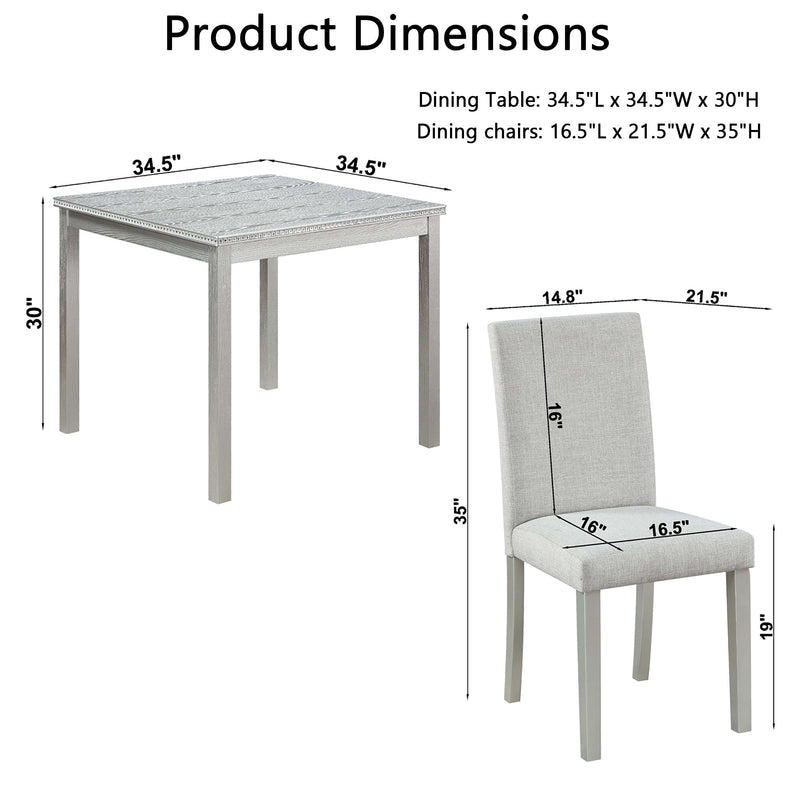 Dining Table Set With Crystal Decoration And Upholstered Chairs