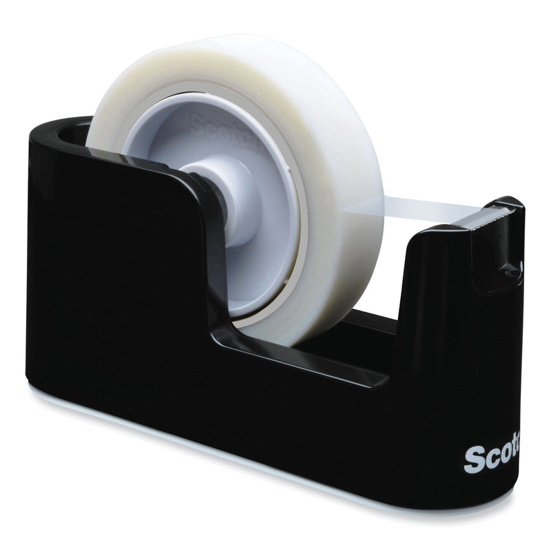 Scotch Heavy Duty Weighted Desktop Tape Dispenser with One Roll of Tape, 3" Core, ABS, Black