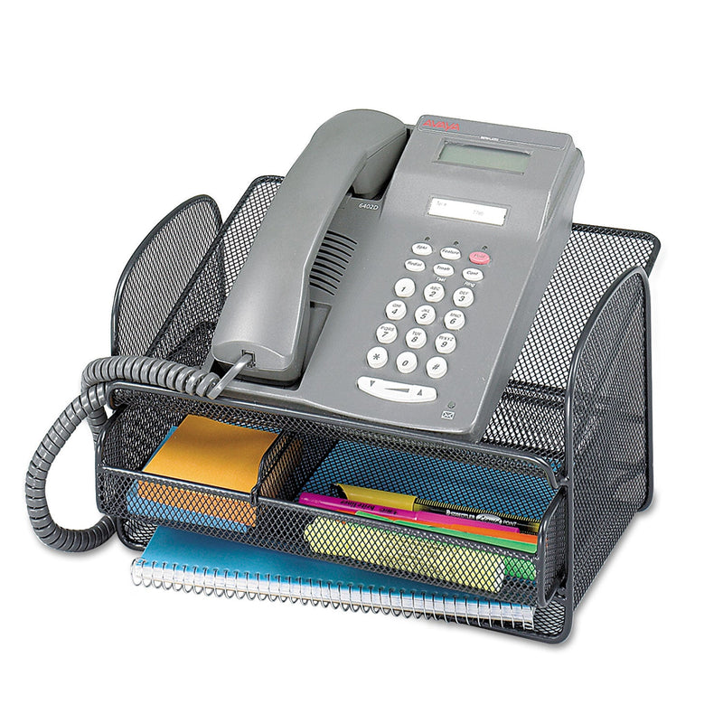 Safco Onyx Angled Mesh Steel Telephone Stand, 11.75 x 9.25 x 7, Black