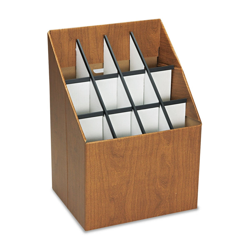 Safco Corrugated Roll Files, 12 Compartments, 15w x 12d x 22h, Woodgrain