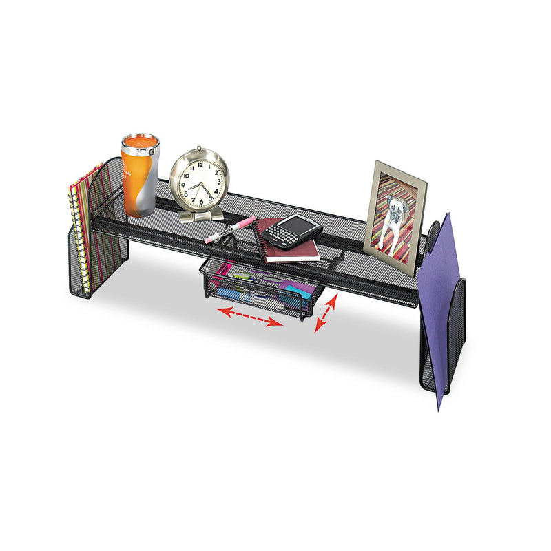 Safco Onyx Steel Mesh Off-Surface Shelf, Pull-Out Drawer, 31.5 x 7.25 x 10, Black