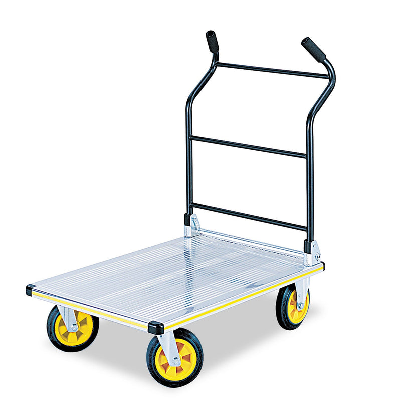 Safco Stow-Away Platform Truck, 1,000 lb Capacity, 24 x 39 x 40, Aluminum/Black