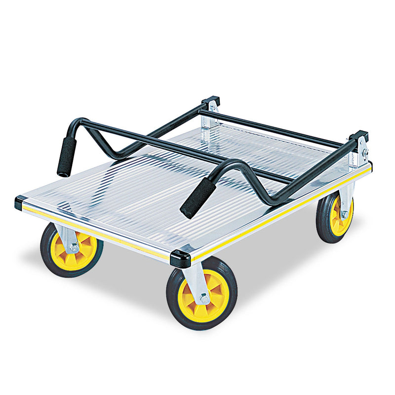 Safco Stow-Away Platform Truck, 1,000 lb Capacity, 24 x 39 x 40, Aluminum/Black