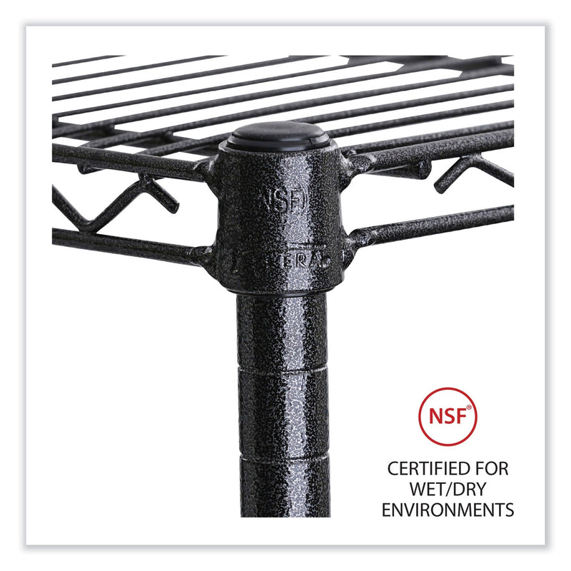 Alera 5-Shelf Wire Shelving Kit with Casters and Shelf Liners, 36w x 18d x 72h, Black Anthracite