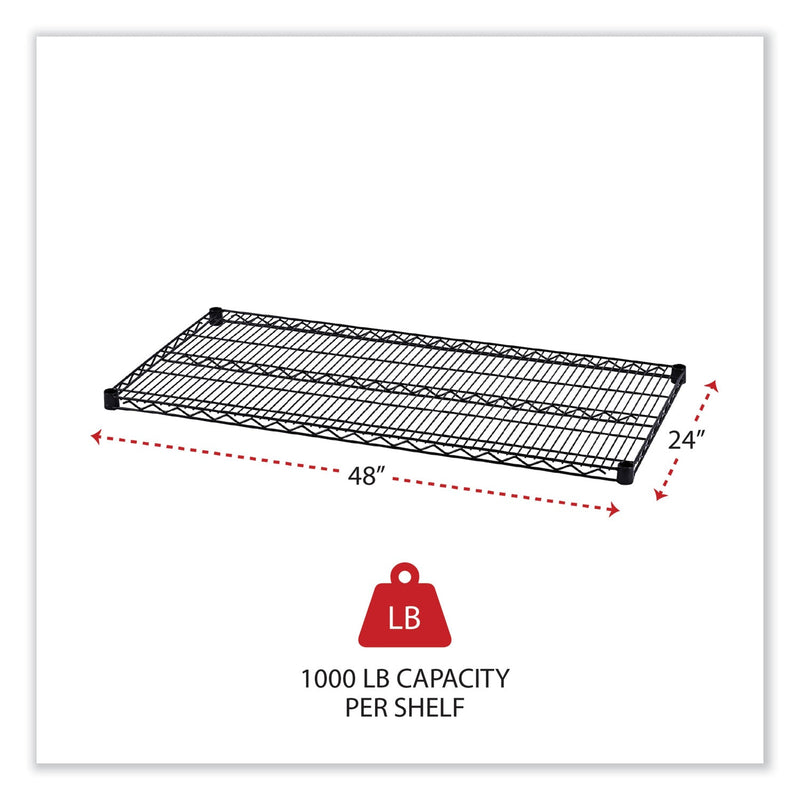 Alera Industrial Wire Shelving Extra Wire Shelves, 48w x 24d, Black, 2 Shelves/Carton