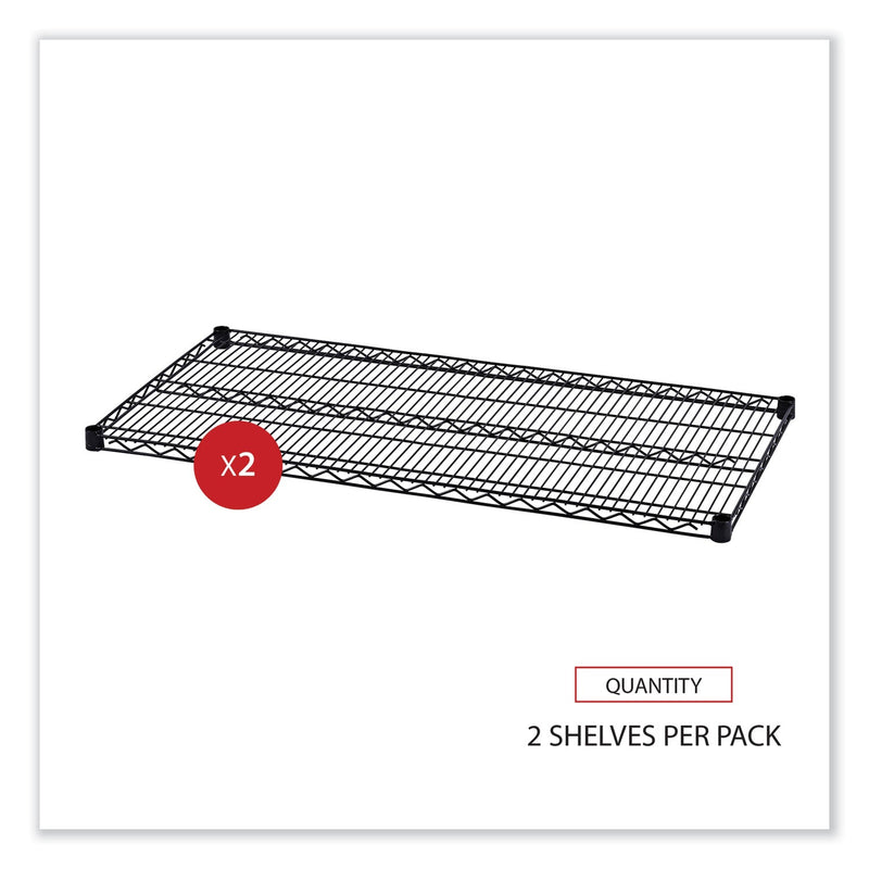 Alera Industrial Wire Shelving Extra Wire Shelves, 48w x 24d, Black, 2 Shelves/Carton