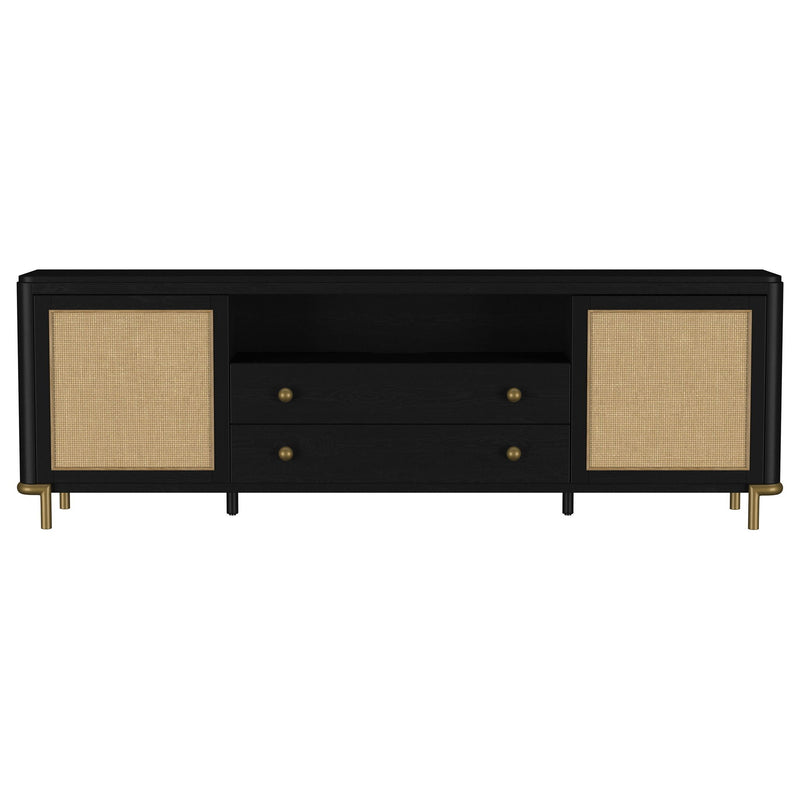 Arini Rattan Cane 2-door TV Stand Media Console Black