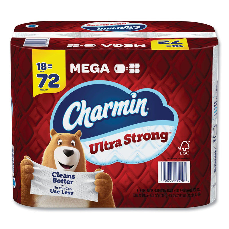 Charmin Ultra Strong Bathroom Tissue, Septic Safe, 2-Ply, White, 264 Sheet/Roll, 18/Pack