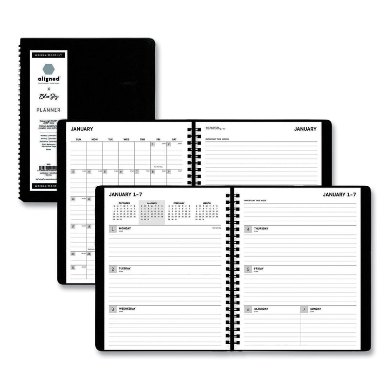 Blue Sky Aligned Weekly/Monthly Notes Planner, 8.75 x 7, Black Cover, 12-Month (Jan to Dec): 2023