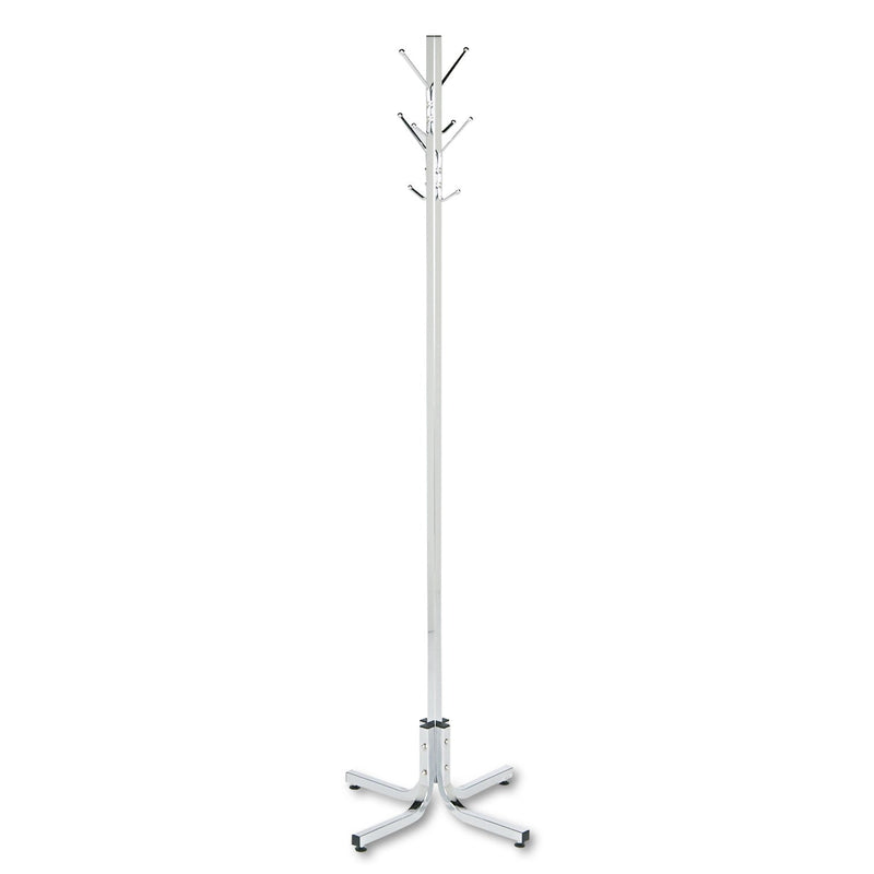 Safco Metal Costumer, Four Ball-Tipped Double-Hooks, 21w x 21d x 70h, Chrome