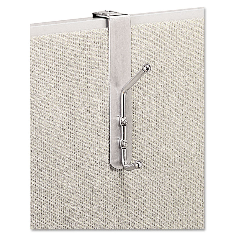 Safco Over-The-Panel Double-Garment Hook, Satin Aluminum/Chrome