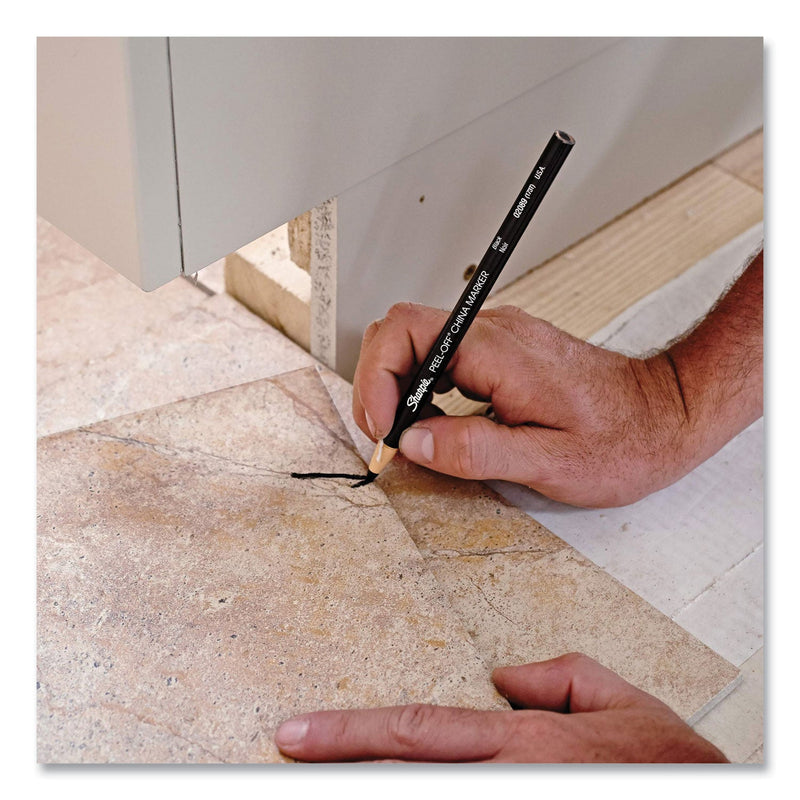 Sharpie Peel-Off China Markers, Black, Dozen