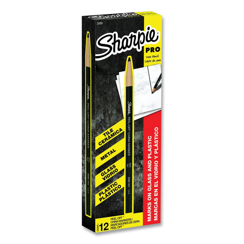Sharpie Peel-Off China Markers, Black, Dozen
