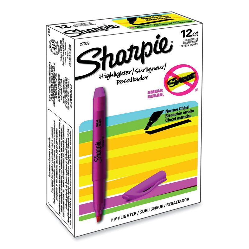 Sharpie Pocket Style Highlighters, Fluorescent Pink Ink, Chisel Tip, Pink Barrel, Dozen