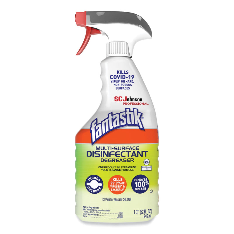 Fantastik Multi-Surface Disinfectant Degreaser, Herbal, 32 oz Spray Bottle, 8/Carton
