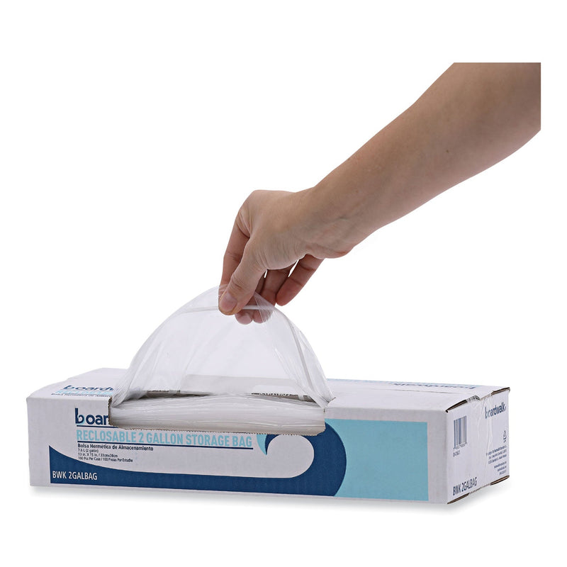 Boardwalk Reclosable Food Storage Bags, 2 gal, 1.75 mil, 13" x 15", Clear, 100/Box