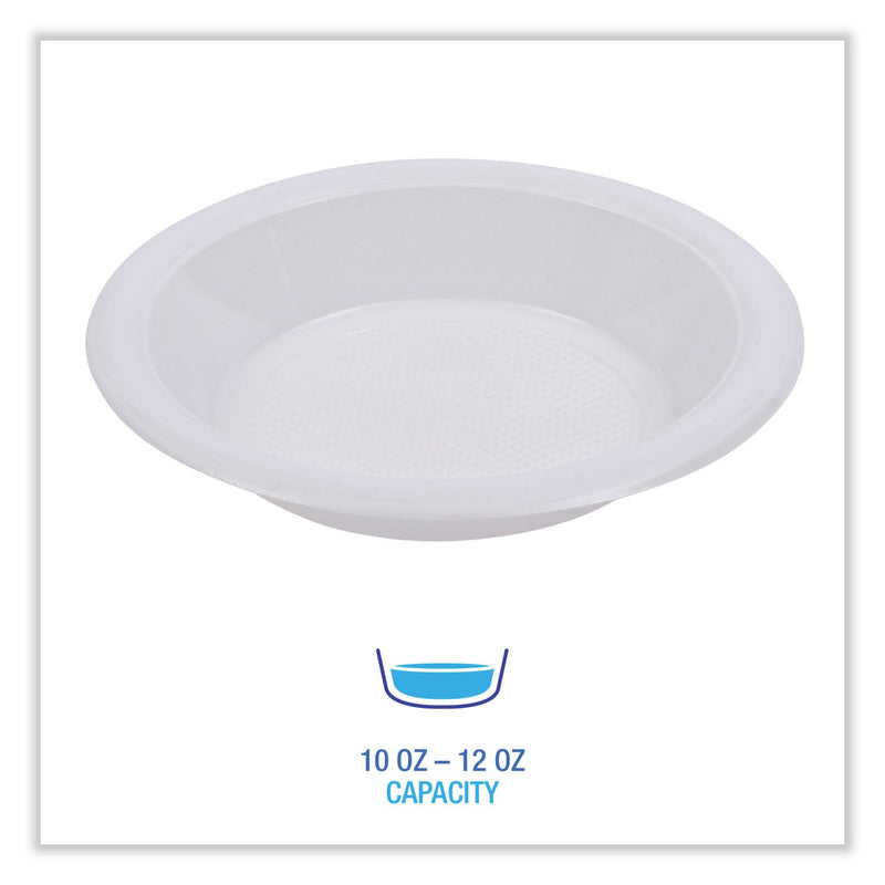 Boardwalk Hi-Impact Plastic Dinnerware, Bowl, 10 to 12 oz, White, 1,000/Carton