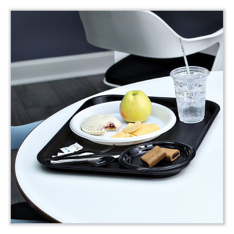 Boardwalk Six-Piece Cutlery Kit, Condiment/Fork/Knife/Napkin/Teaspoon, Black, 250/Carton