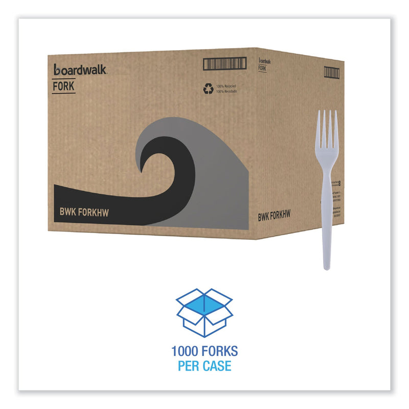 Boardwalk Heavyweight Polystyrene Cutlery, Fork, White, 1000/Carton